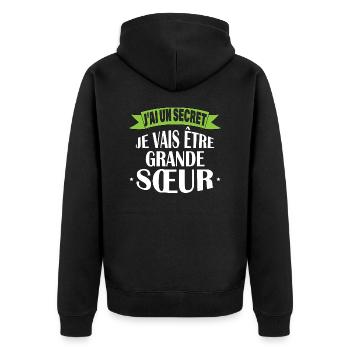 J'ai un secret je vais être soeur best seller - Veste à capuche bio Premium Unisexe - noir - Dos - Nico (187cm)