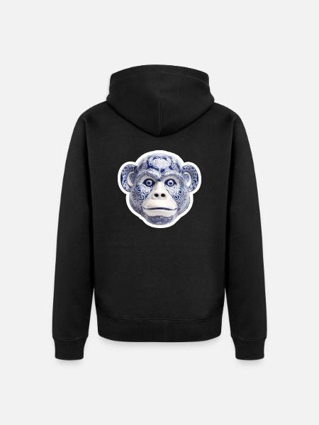 Ceramic monkey face - Unisex Premium Organic Zip Hoodie - black