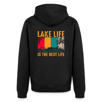 Lake Life is the best Life - Unisex Premium Organic Zip Hoodie - black - Back - Nico (187cm)