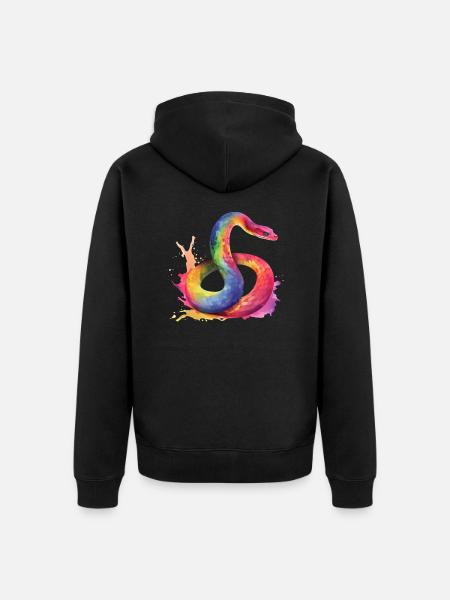Schlange Rainbow Pride Farben - Unisex Premium Bio Zip Hoodie - Schwarz