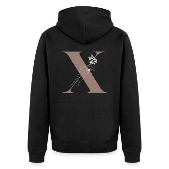 Letter x Magic butterfly - Unisex Premium Organic Zip Hoodie - black - Back - Nico (187cm)