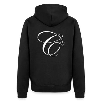Letter c calligraphy heart - Unisex Premium Organic Zip Hoodie - black - Back - Nico (187cm)