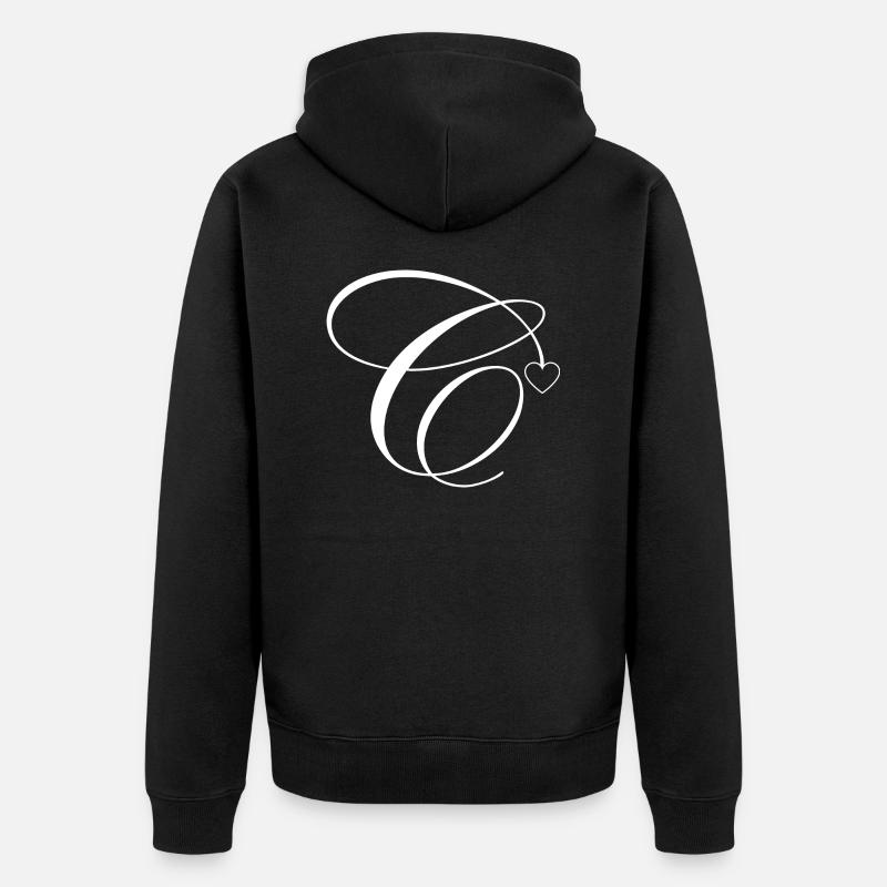 Buchstabe c Kalligraphie Herz - Unisex Premium Bio Zip Hoodie - Schwarz