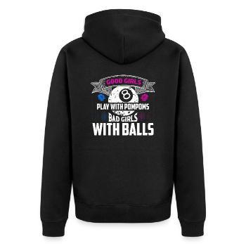 Good Girls Play With PomPoms Billiard Player Billa - Unisex Premium Organic Zip Hoodie - black - Back - Nico (187cm)