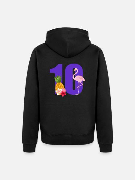 10th Anniversary Flamingo - Unisex Premium Organic Zip Hoodie - black