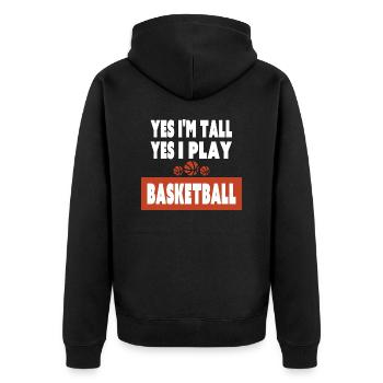Yes I Am Tall I Play Basketball Funny Tall Player - Unisex Premium Organic Zip Hoodie - black - Back - Nico (187cm)