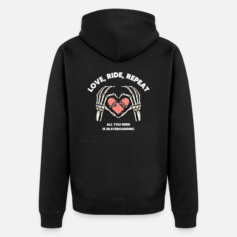 Love Skateboard - Veste à capuche bio Premium Unisexe - noir