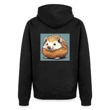 Niedlicher Igel - Unisex Premium Bio Zip Hoodie - Schwarz - Hinten - Nico (187cm)