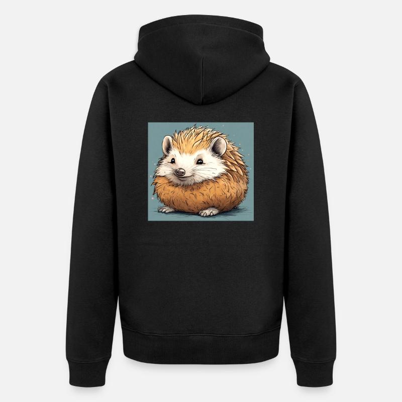 Hérisson Mignon - Veste à capuche bio Premium Unisexe - noir