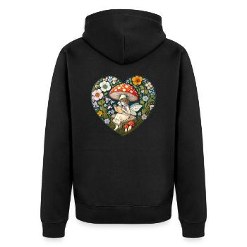 Reading Fairy - Unisex Premium Organic Zip Hoodie - black - Back - Nico (187cm)