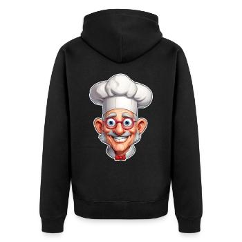 Crazy chef - Unisex Premium Organic Zip Hoodie - black - Back - Nico (187cm)