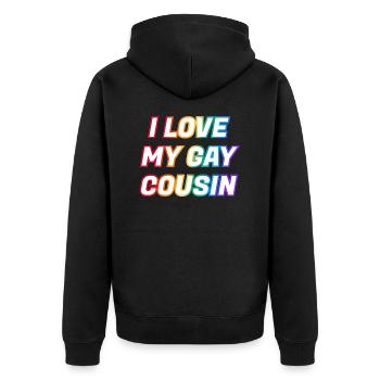 J’aime mon cousin gay - Veste à capuche bio Premium Unisexe - noir - Dos - Nico (187cm)