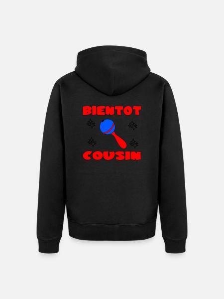 SOON COUSIN - Unisex Premium Organic Zip Hoodie - black