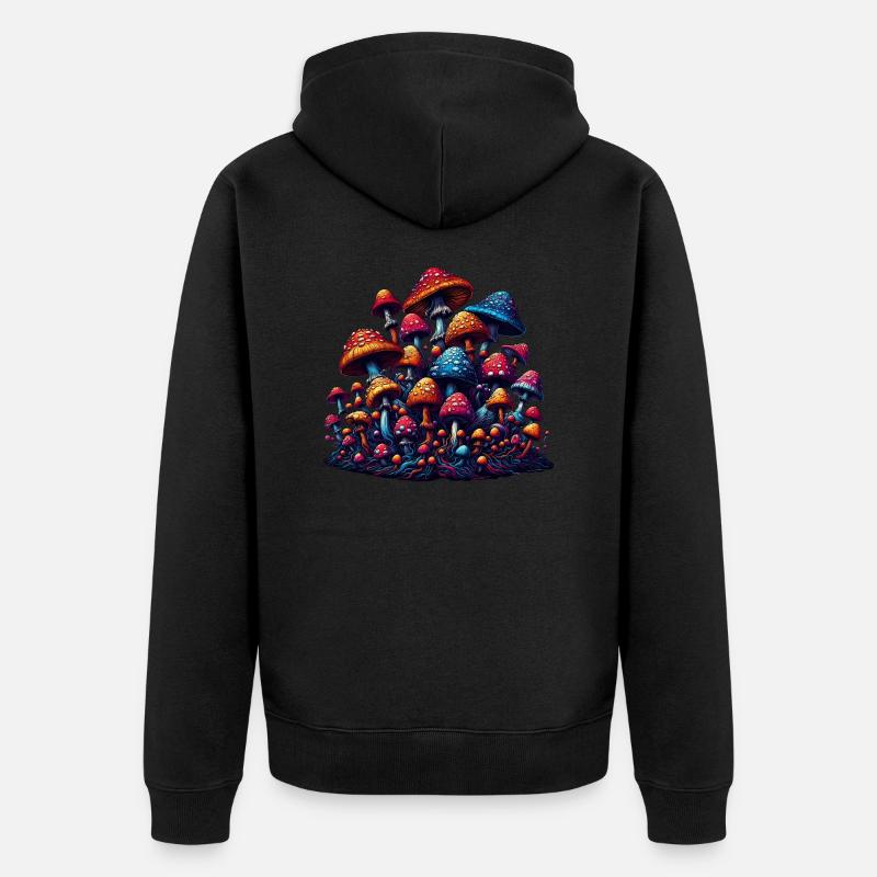 Magie des champignons psychédéliques - Veste à capuche bio Premium Unisexe - noir
