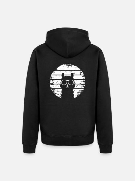 retro sunset lama - Unisex Premium Bio Zip Hoodie - Schwarz