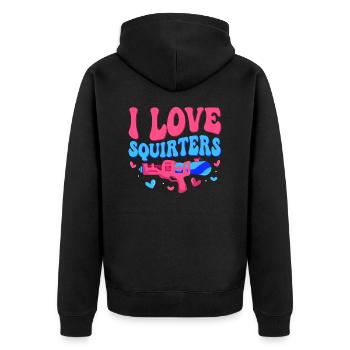 I Love Squirters Squirt Gun Summer Water Fun - Unisex Premium Organic Zip Hoodie - black - Back - Nico (187cm)