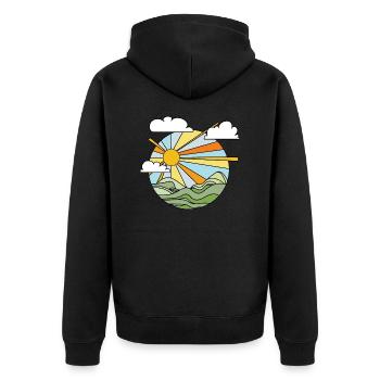 MONTAGNES - SUNSET GRAPHICS - Veste à capuche bio Premium Unisexe - noir - Dos - Nico (187cm)