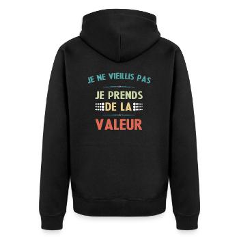 Ich bin nicht alt Es ist ein lustiges Geschenk - Unisex Premium Bio Zip Hoodie - Schwarz - Hinten - Nico (187cm)