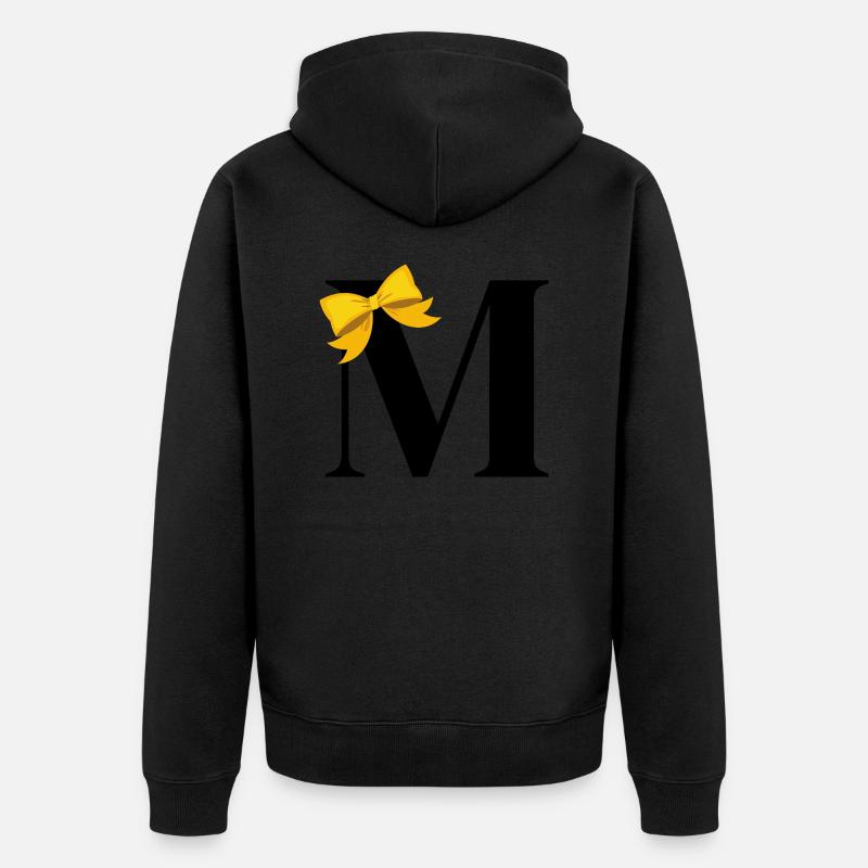 Lettre m nœud jaune - Veste à capuche bio Premium Unisexe - noir