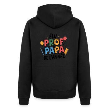 Elu prof et papa de l'année - Veste à capuche bio Premium Unisexe - noir - Dos - Nico (187cm)