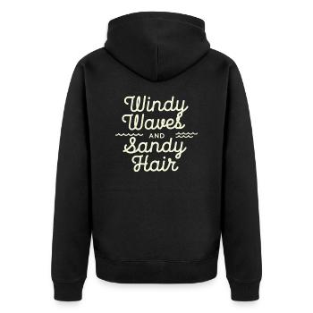 windy waves - Unisex Premium Bio Zip Hoodie - Schwarz - Hinten - Nico (187cm)