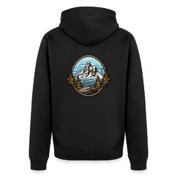 Mountain Mountain - Unisex Premium Organic Zip Hoodie - black - Back - Nico (187cm)