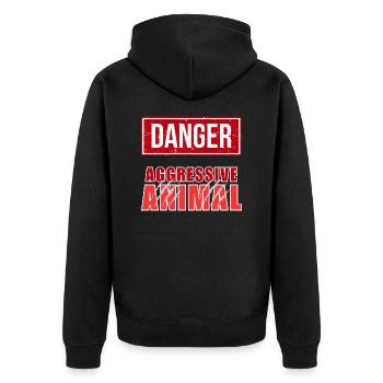 Aggressive Animal - Unisex Premium Bio Zip Hoodie - Schwarz - Hinten - Nico (187cm)