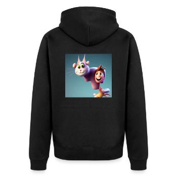 Autistic Art - Ich liebe meine rosa Katze - Unisex Premium Bio Zip Hoodie - Schwarz - Hinten - Nico (187cm)