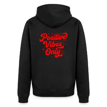 Nur positive Vibes - Unisex Premium Bio Zip Hoodie - Schwarz - Hinten - Nico (187cm)