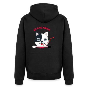Cat- glampurr - Unisex Premium Bio Zip Hoodie - Schwarz - Hinten - Nico (187cm)