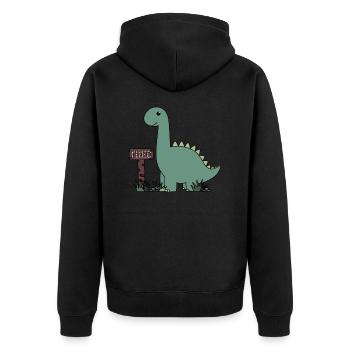 Dino Theo - Unisex Premium Bio Zip Hoodie - Schwarz - Hinten - Nico (187cm)