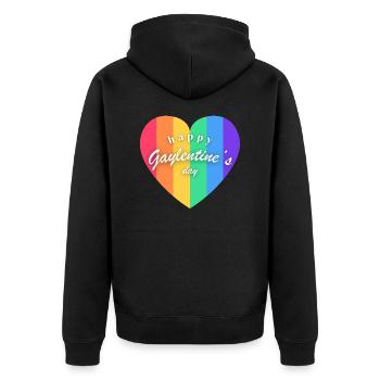 Happy Gaylentine's Day - Unisex Premium Bio Zip Hoodie - Schwarz - Hinten - Nico (187cm)
