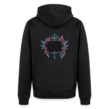 My Besties Kids May Be Feral - Unisex Premium Organic Zip Hoodie - black - Back - Nico (187cm)