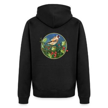 Bunter Vogel - Unisex Premium Bio Zip Hoodie - Schwarz - Hinten - Nico (187cm)