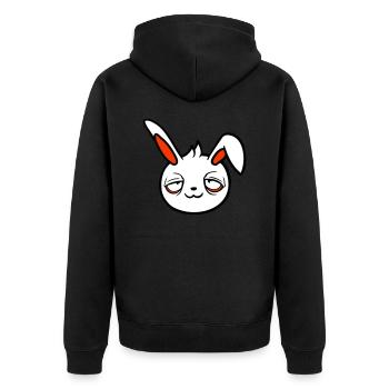 Bunny Tired Confused Relaxed Red Dark Circles Chill - Unisex Premium Organic Zip Hoodie - black - Back - Nico (187cm)