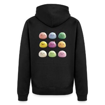 Collage de mochis colorés de 9 - Veste à capuche bio Premium Unisexe - noir - Dos - Nico (187cm)