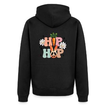 Pâques Pâques Lapin Veille de Pâques Dimanche de Pâques Oeuf de Pâques Printemps - Veste à capuche bio Premium Unisexe - noir - Dos - Nico (187cm)