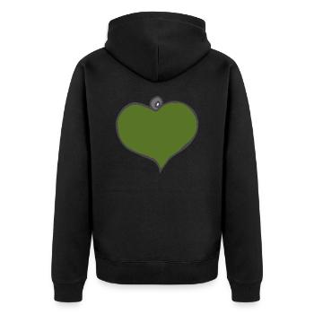 herzanhaenger gruen - Unisex Premium Bio Zip Hoodie - Schwarz - Hinten - Nico (187cm)