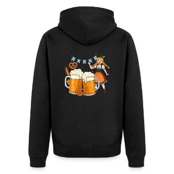 Dirndle Beer - Unisex Premium Organic Zip Hoodie - black - Back - Nico (187cm)