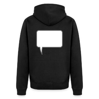 Sprechblase Rechteck Design - Unisex Premium Bio Zip Hoodie - Schwarz - Hinten - Nico (187cm)