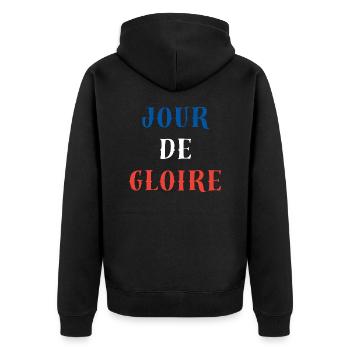 FRANKREICH SPORT RUHMTAG - Unisex Premium Bio Zip Hoodie - Schwarz - Hinten - Nico (187cm)