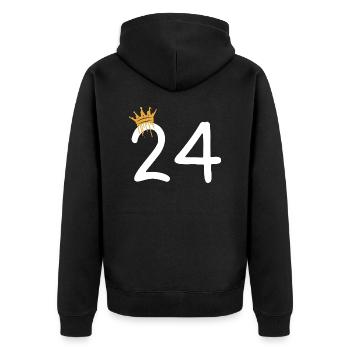 24 - Unisex Premium Bio Zip Hoodie - Schwarz - Hinten - Nico (187cm)