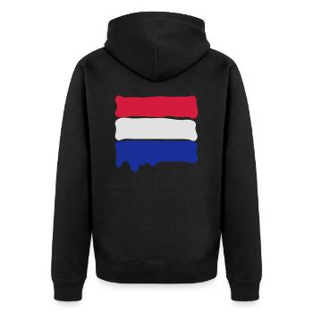 Dutch flag runny paint - Unisex Premium Bio Zip Hoodie - Schwarz - Hinten - Nico (187cm)
