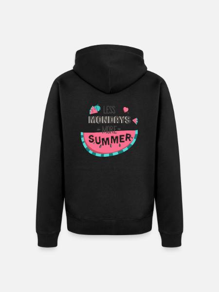 Less Mondays-Typografie - Unisex Premium Bio Zip Hoodie - Schwarz