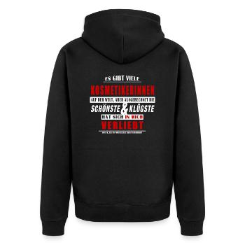 Kosmetikerin - In Mich Verliebt - Unisex Premium Bio Zip Hoodie - Schwarz - Hinten - Nico (187cm)