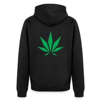 Classic Cannabis - Unisex Premium Bio Zip Hoodie - Schwarz - Hinten - Nico (187cm)