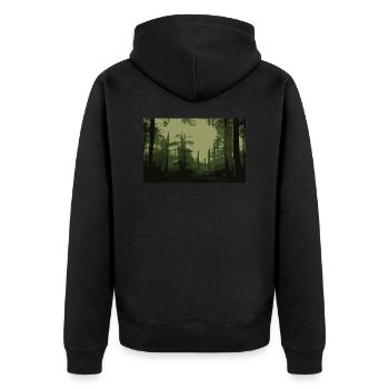 Green Forest - Unisex Premium Bio Zip Hoodie - Schwarz - Hinten - Nico (187cm)
