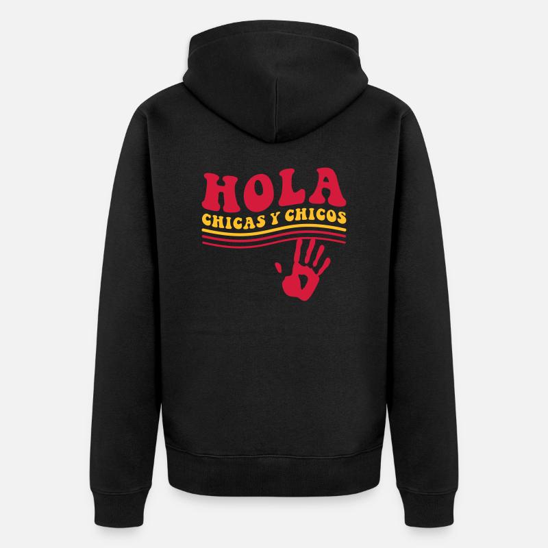 hola chicas y chicos - Unisex Premium Bio Zip Hoodie - Schwarz