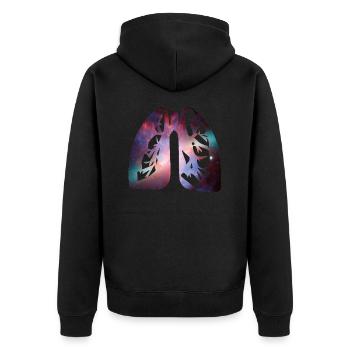 Lung - Unisex Premium Organic Zip Hoodie - black - Back - Nico (187cm)