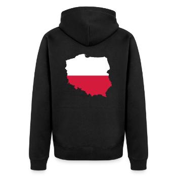 Poland - Unisex Premium Organic Zip Hoodie - black - Back - Nico (187cm)